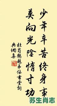 莫向光阴惰寸功是什么生肖？莫误光阴好前程是什么生肖