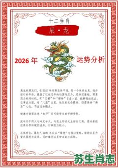 2026年生肖运势大解析，哪些属相将迎来财运高峰？又有哪些需要注意的健康隐患？